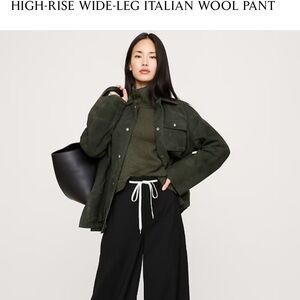 Banana Republic High-Rise Wide-Leg Wool Pants - Black